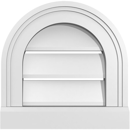 Ekena Millwork Round Top Surface Mount PVC Gable Vent: Functional, w/ 2"W x 2"P Brickmould Sill Frame, 12"W x 12"H GVPRT12X1203SF